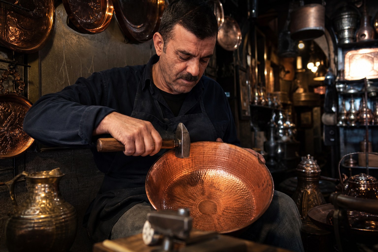 Bakır metal işçiliği atölye anı